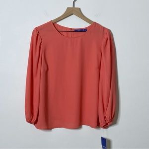 Apt. 9 Coral Long Sleeve Blouse Top Size Petite Large